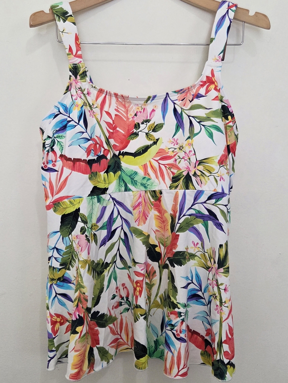 Lands' End White Floral Flutter Tankini